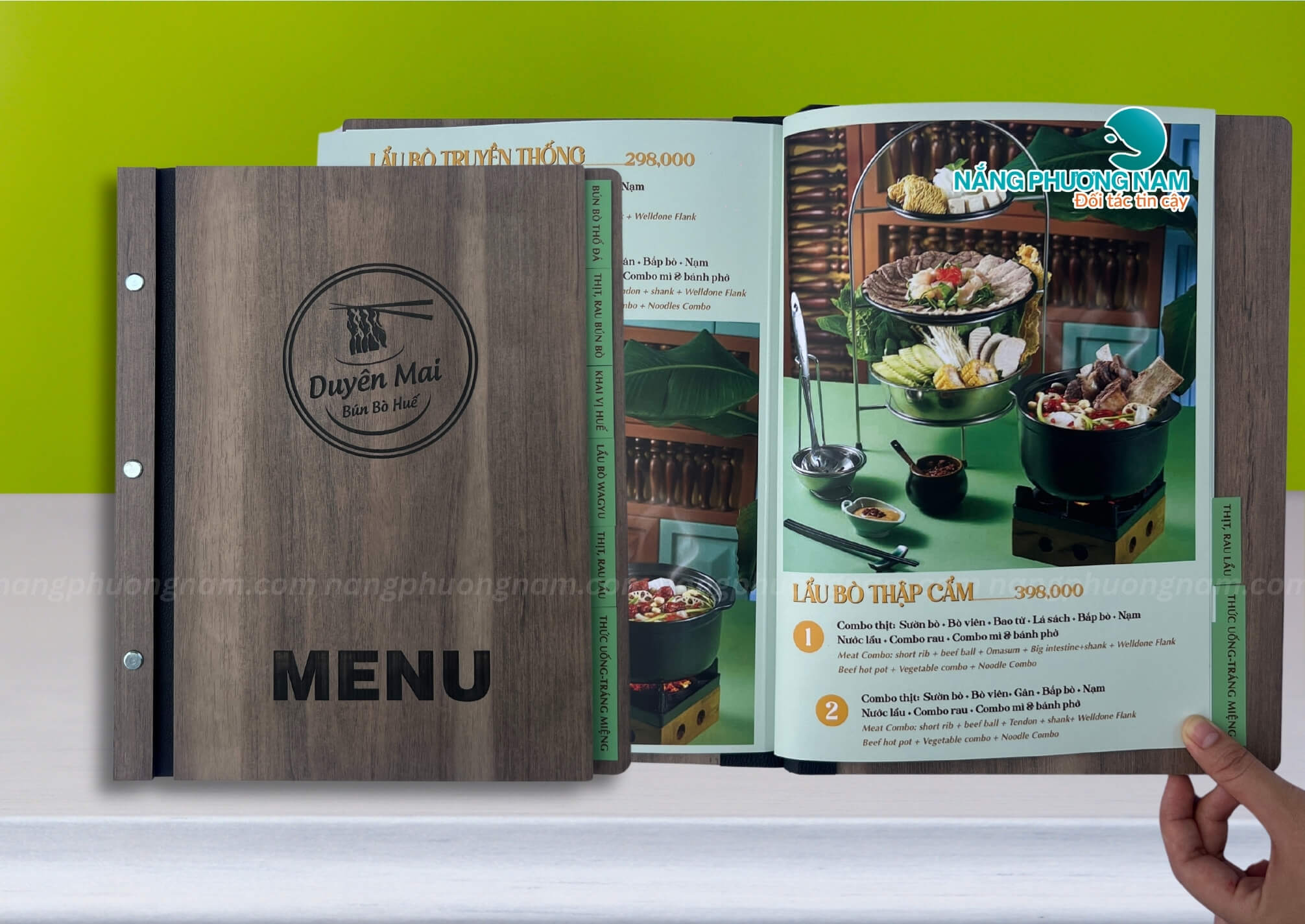 cuon-menu-go-gay-oc-ngoai Cuốn menu bìa gỗ cho nhà hàng quán ăn