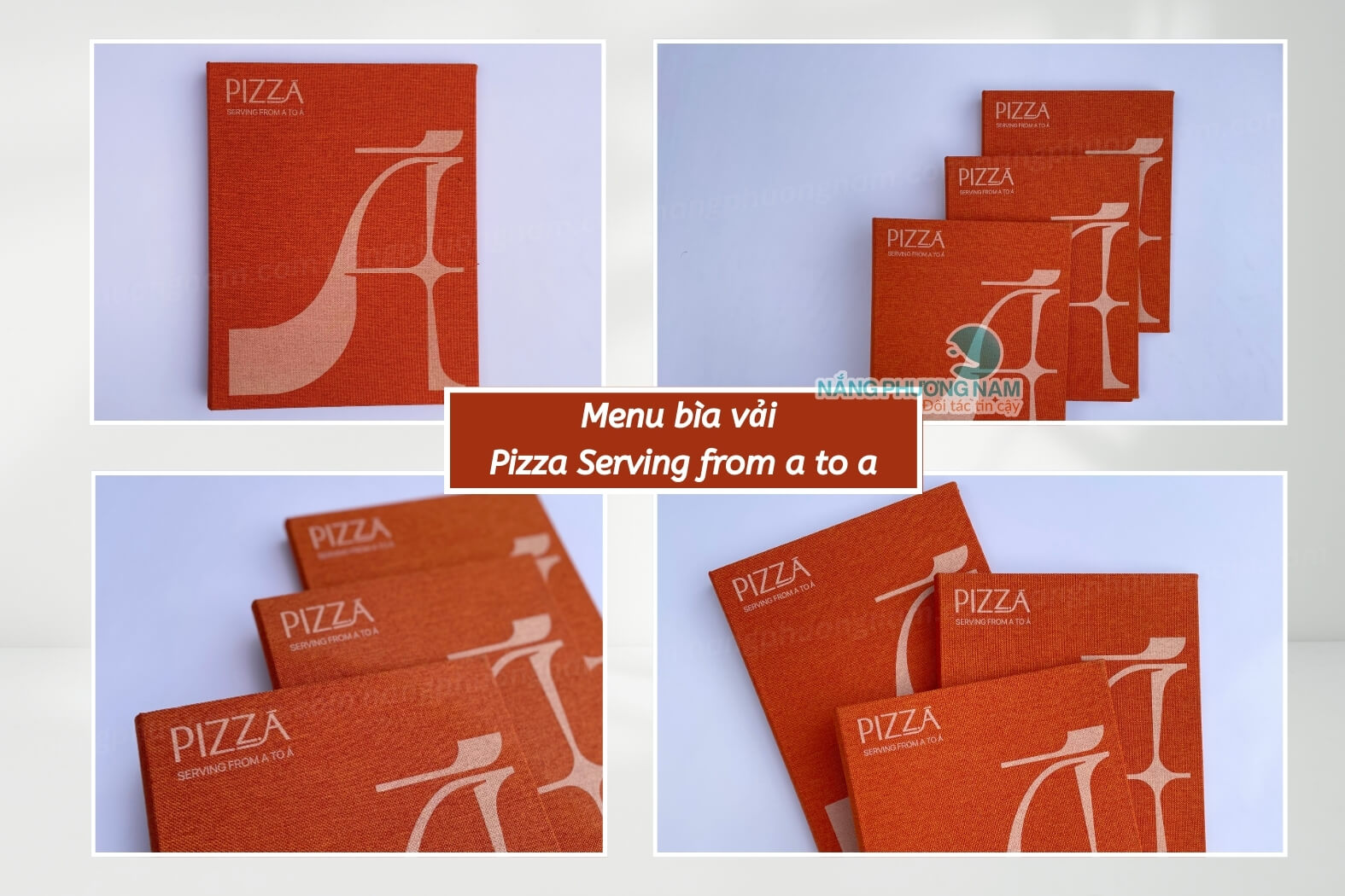 in-menu-nha-hang Menu bìa vải Pizza Serving From a to a