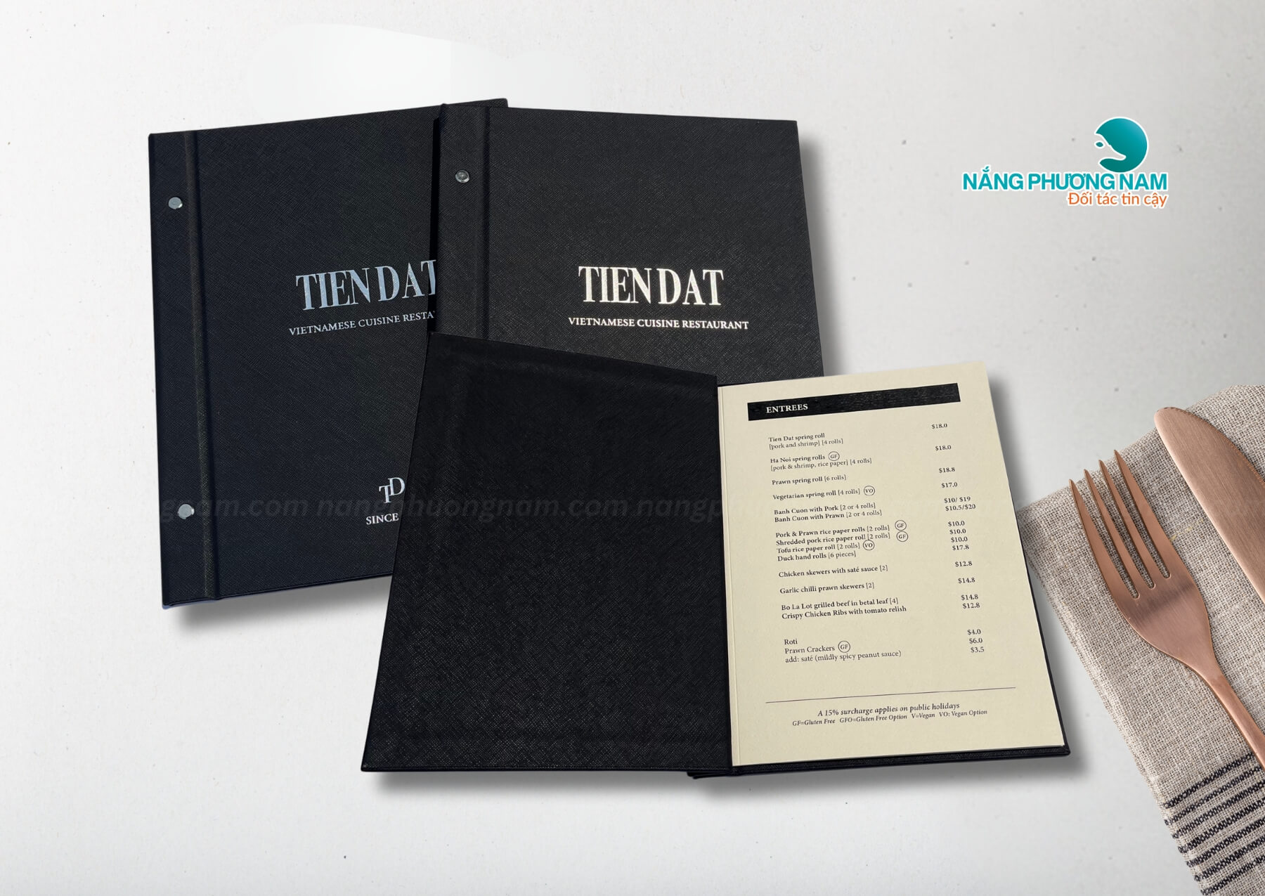 menu bìa da ruột giấy mỹ thuật