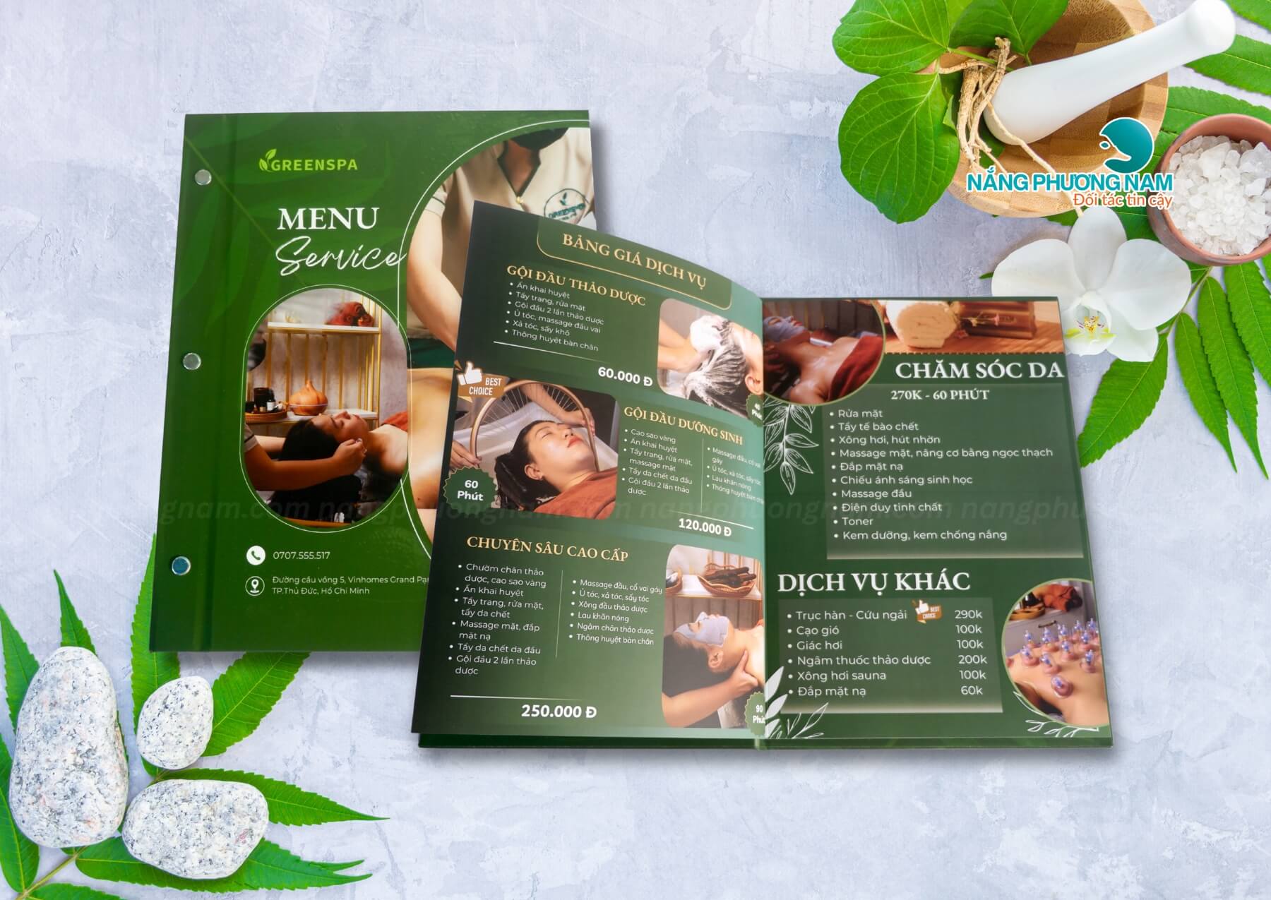 menu bìa cứng ngành làm đẹp