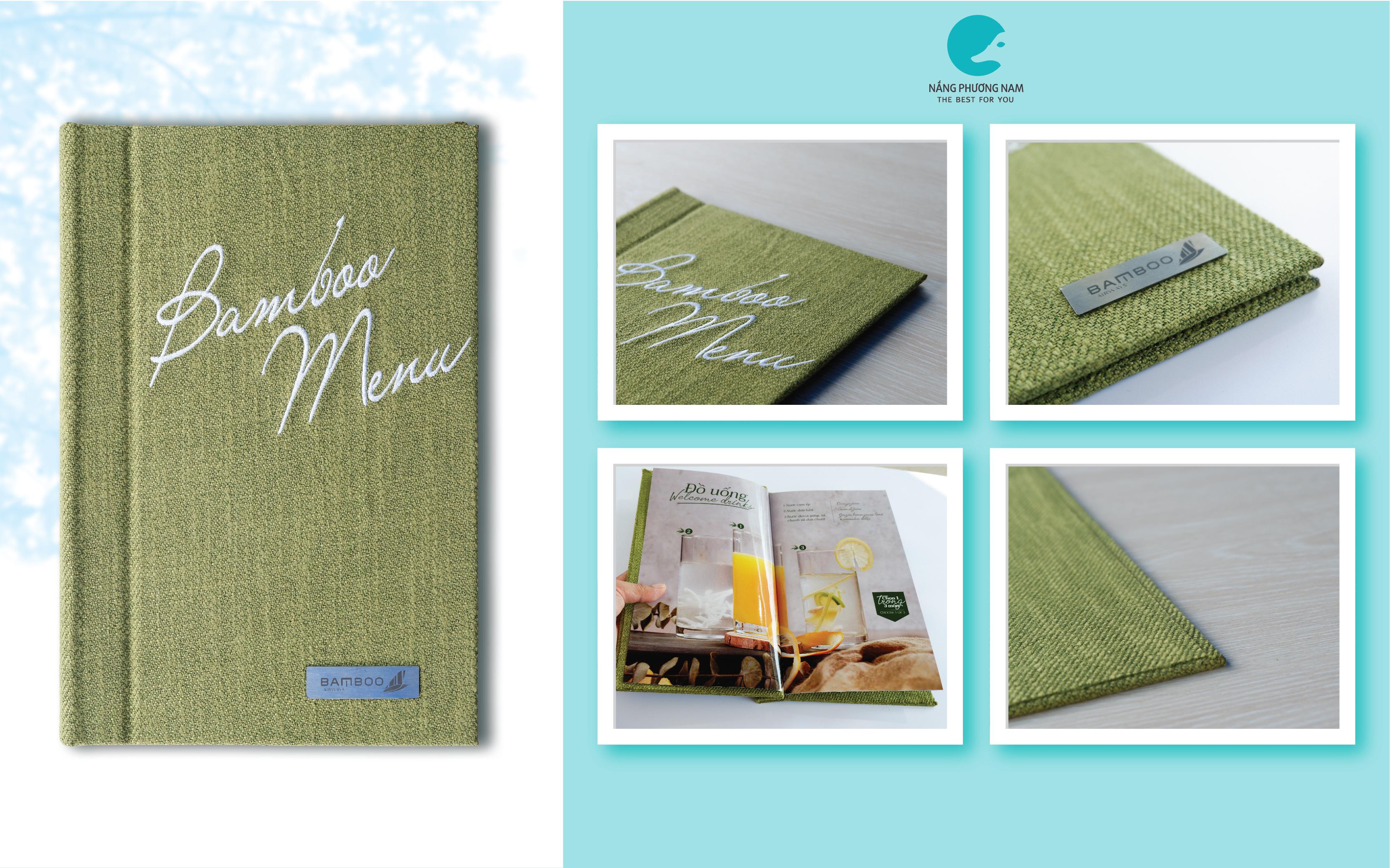 menu bìa vải Bamboo Nắng Phương Nam sản xuất menu bìa vải Bamboo Nắng Phương Nam sản xuất