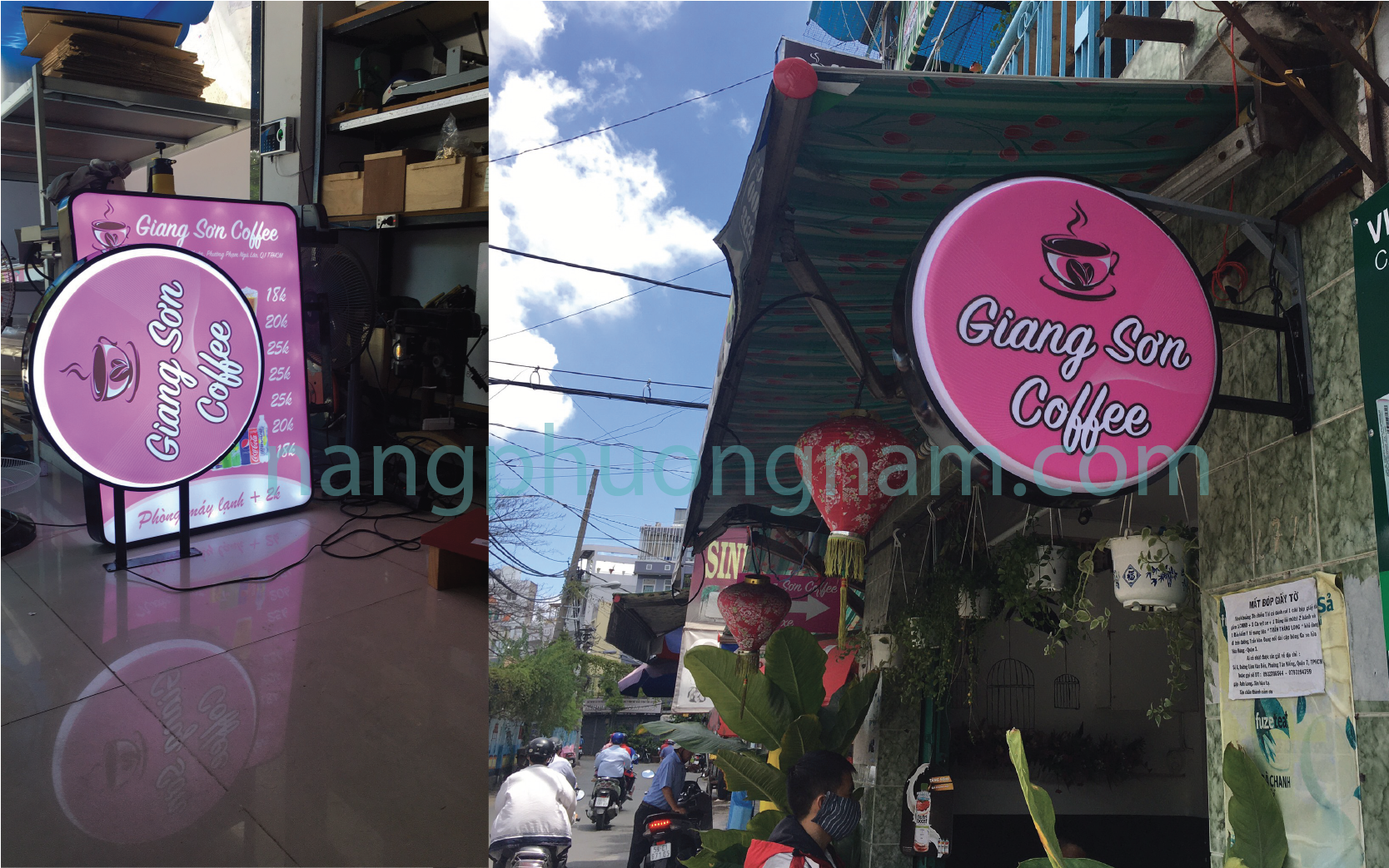 bảng hiệu hộp đèn tron quán cafe 3 bảng hiệu hộp đèn tron quán cafe 3