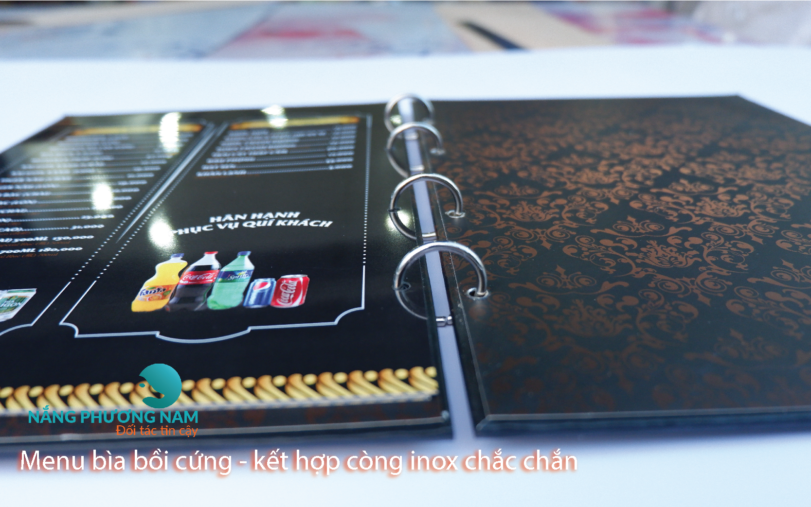 bìa menu chất lượng - bìa cứng kết hợp còng inox bìa menu chất lượng - bìa cứng kết hợp còng inox