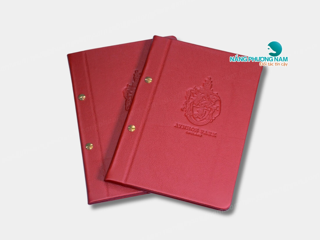 Menu bìa da logo dập chìm