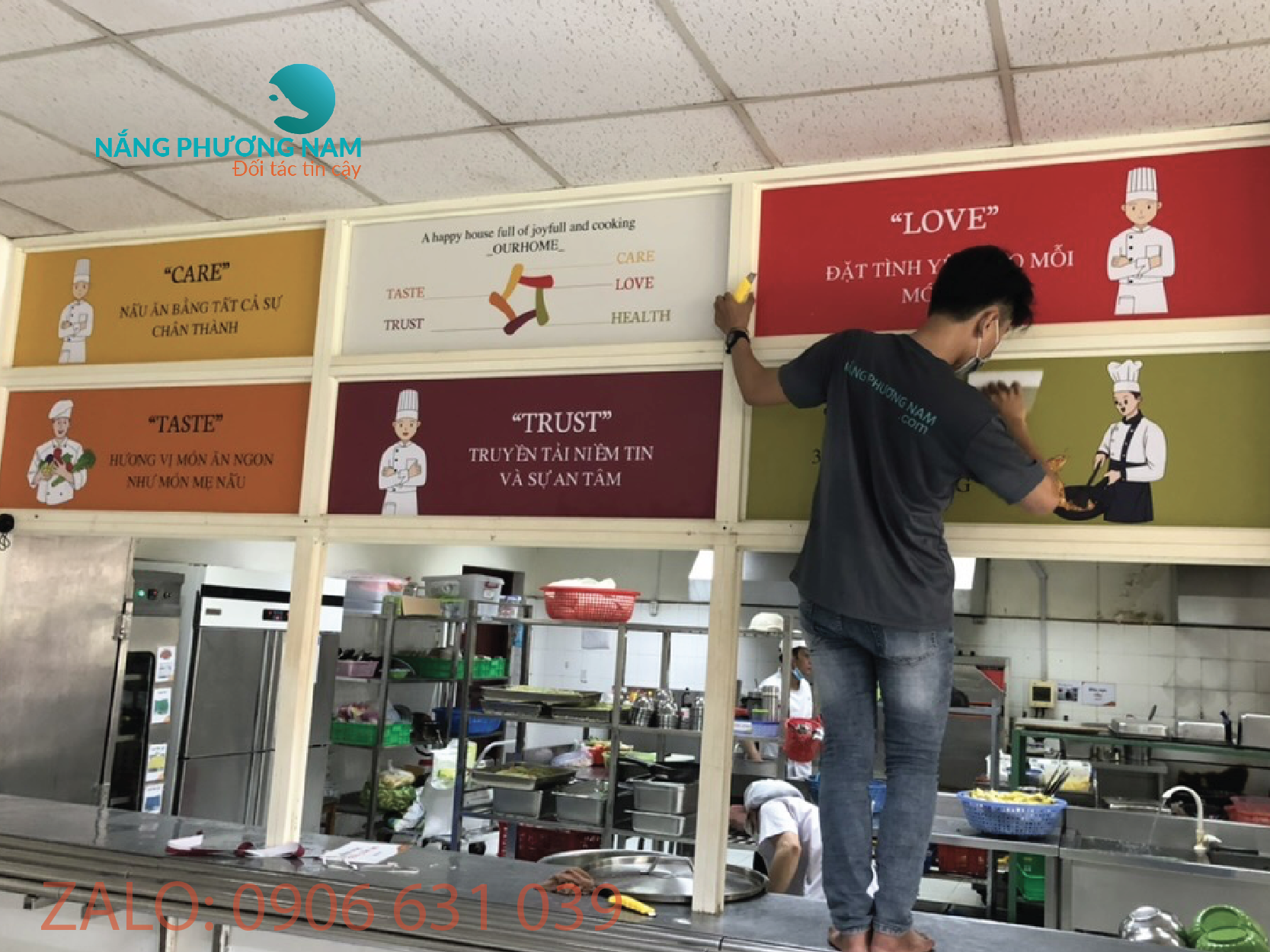 Dan decal trang tri nha hang