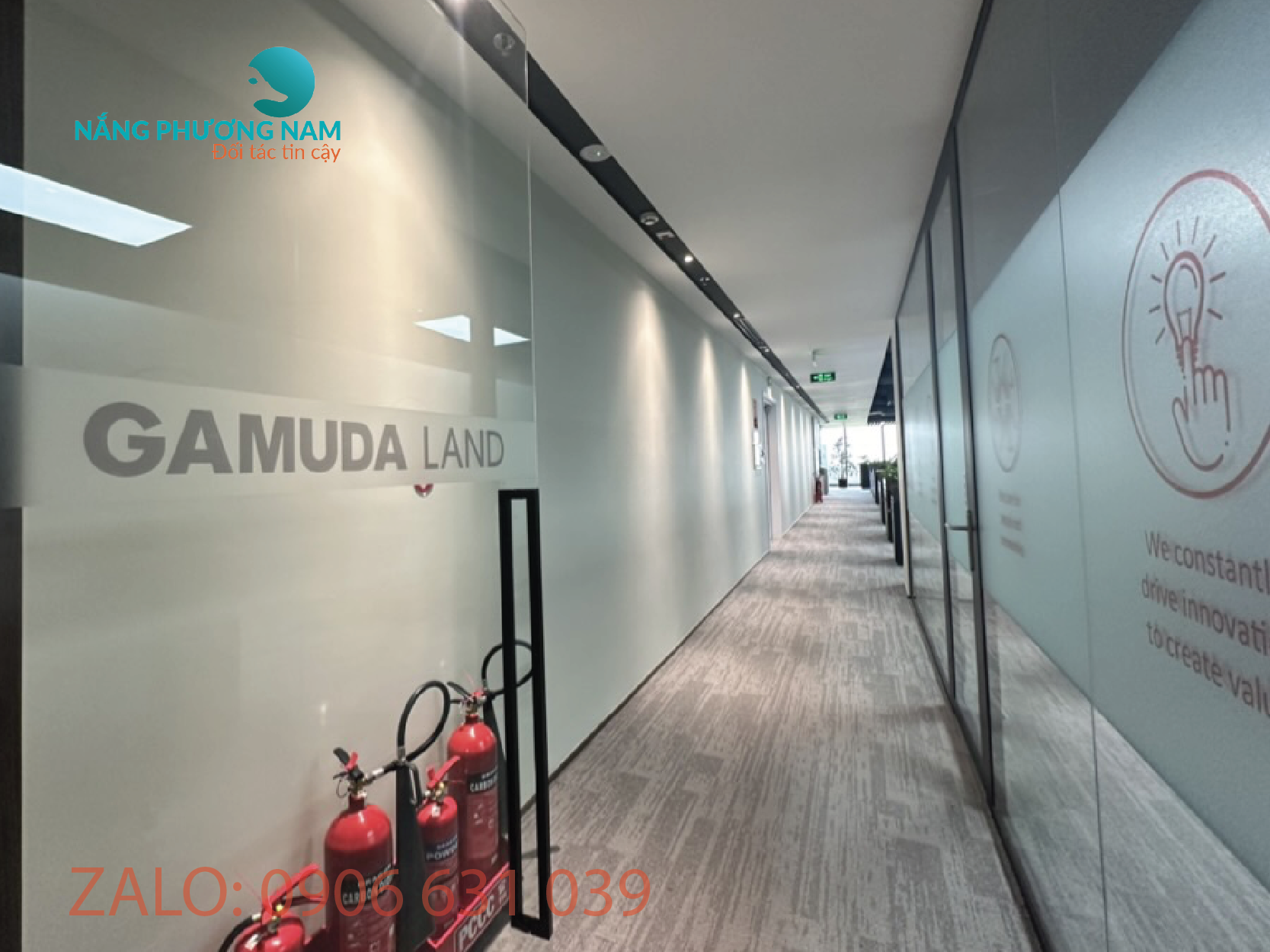 Dan decal kinh van phong decal cho cong ty Gamuda Land