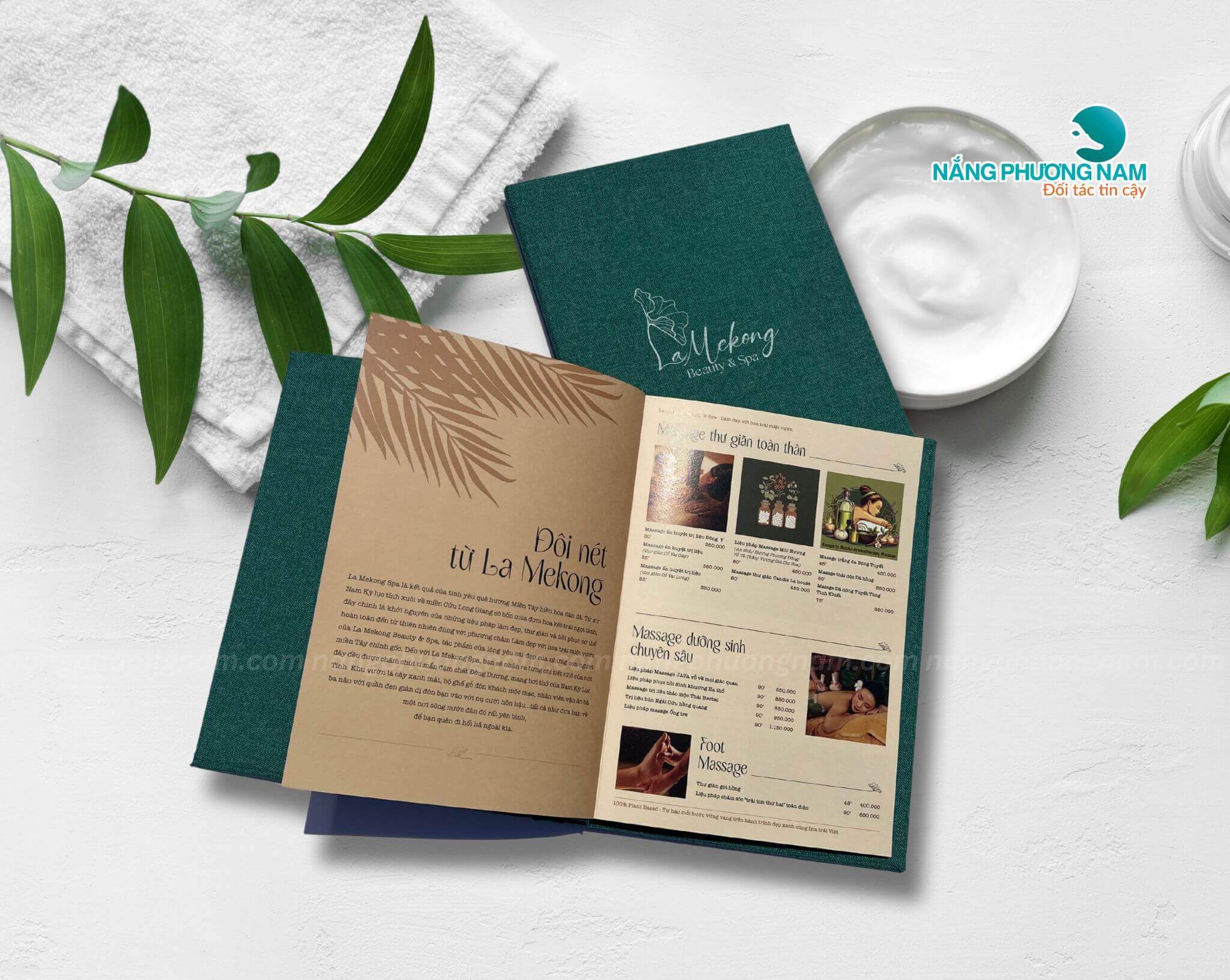 in-menu-spa-gia-re Bìa menu vải ruột giấy Kraff