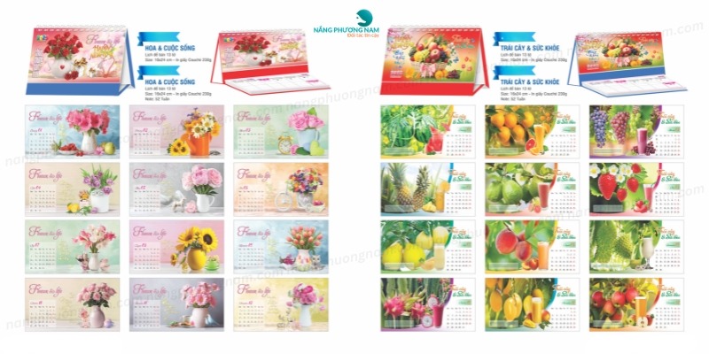 Mẫu in lịch để bàn tết giá ưu đãi