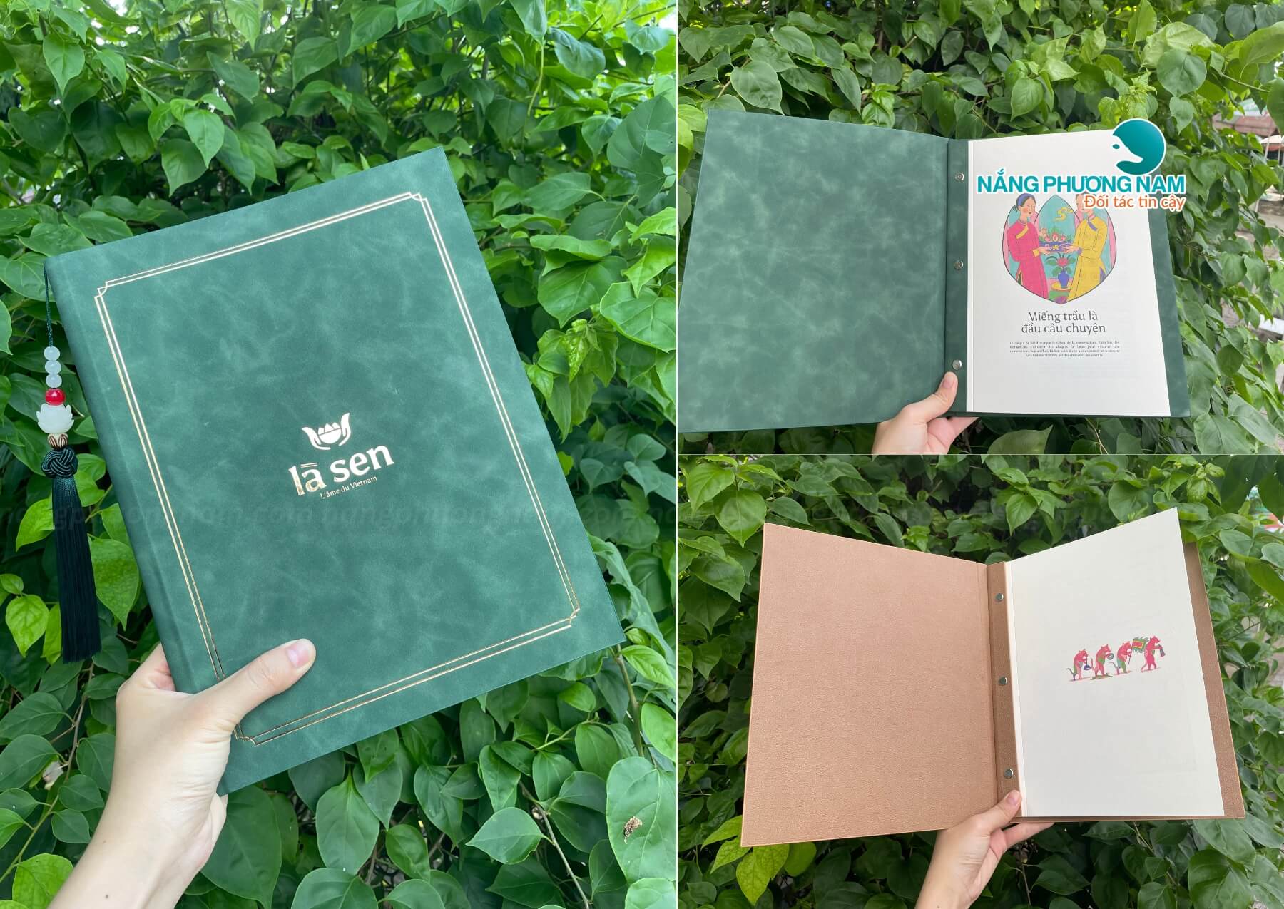 mẫu menu bìa da ép kim