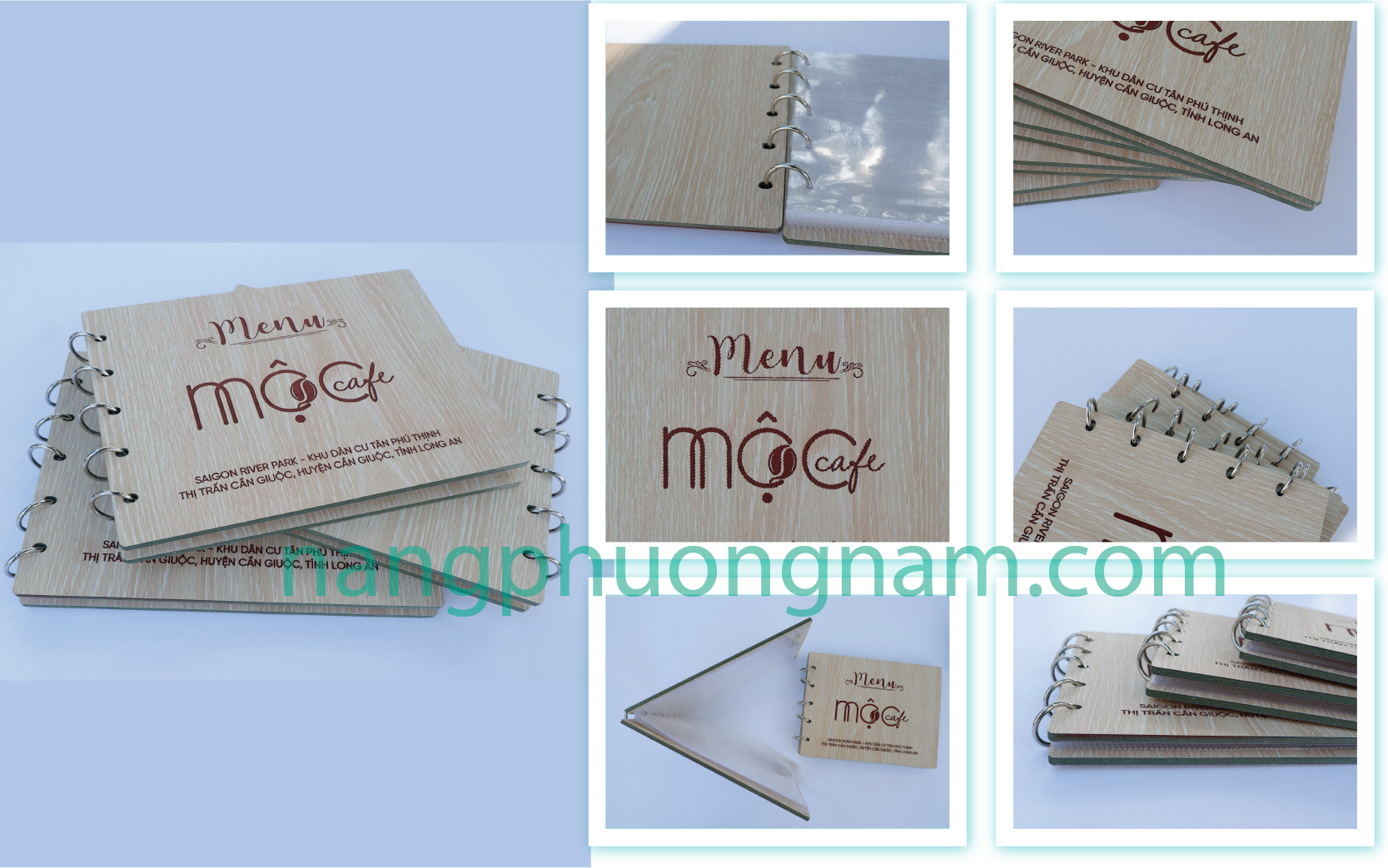 menu bìa gỗ Mộc Café menu bìa gỗ Mộc Café