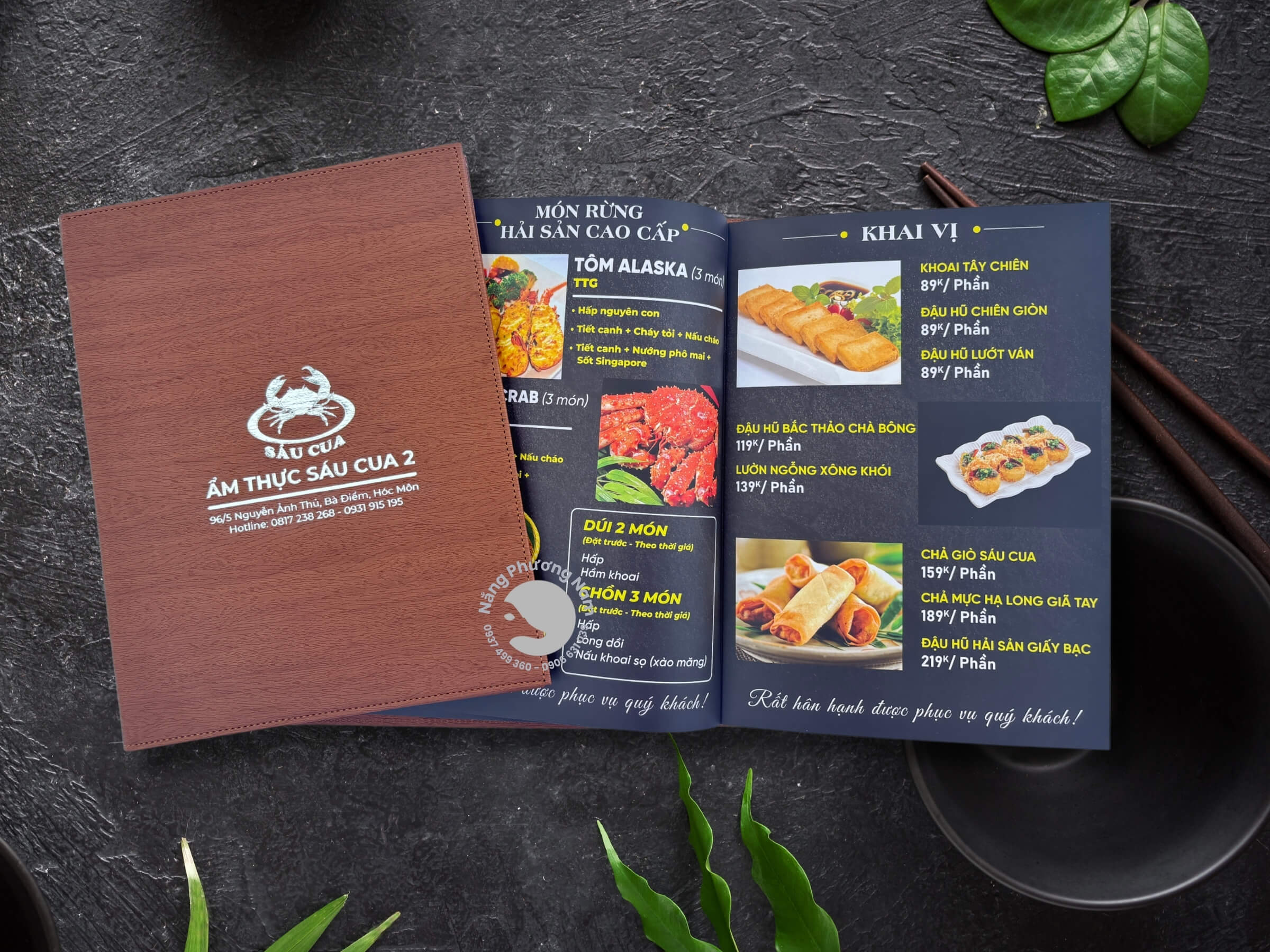 menu-da-ep-nhu-dep-an-tuong in menu bìa da ép nhũ bạc
