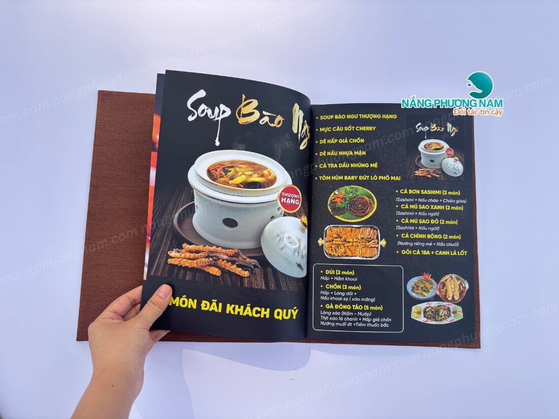 Thiết kế ruột menu bìa da