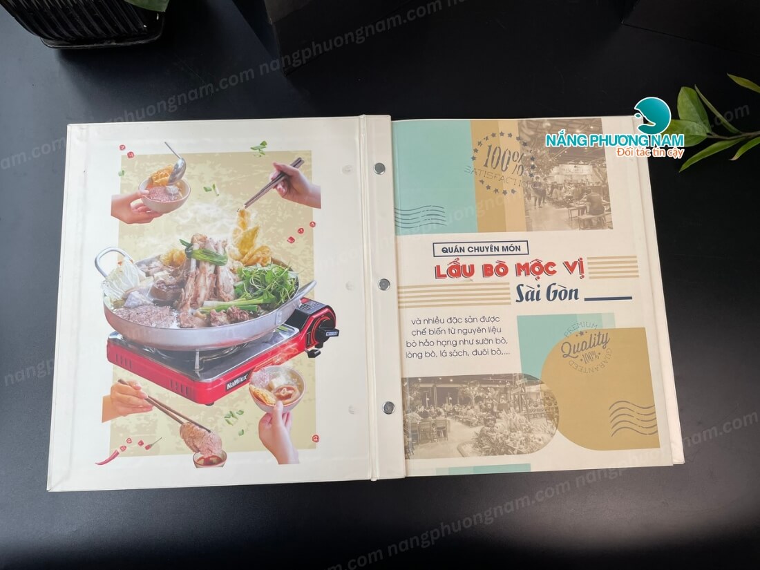 Menu bìa cứng quán lẫu bò cư xá