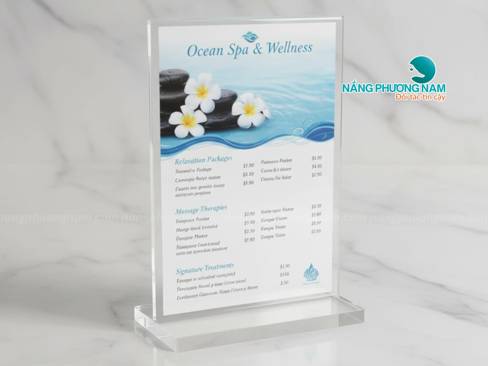 Menu để bàn mica