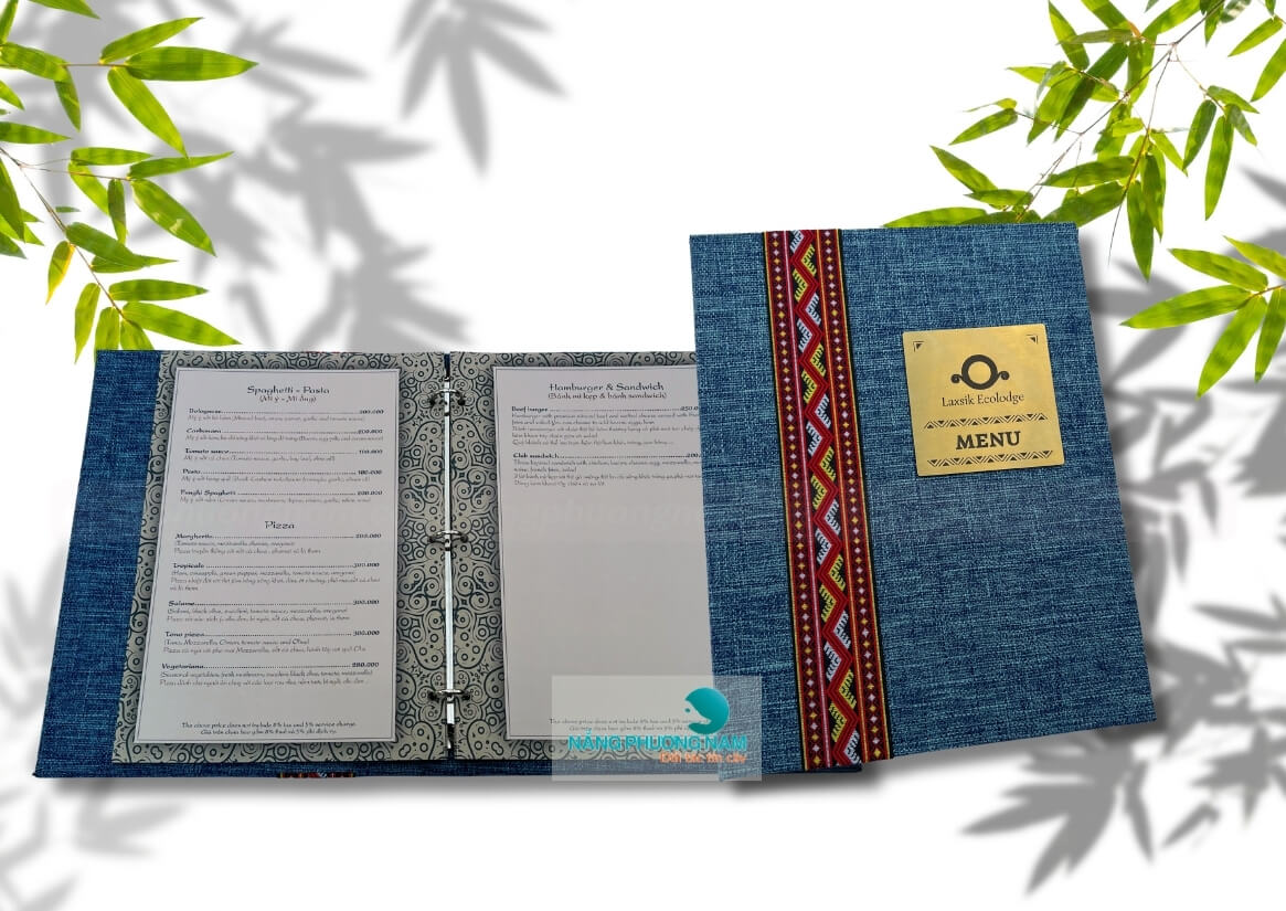 menu-nha-hang-lassik-ecolodge Menu vải linen kết hợp dây vải thổ cẩm độc đáo