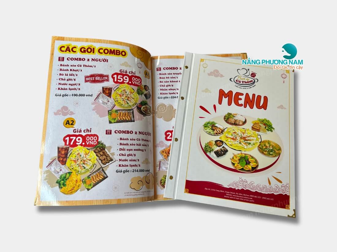 Menu bìa cứng kích thước a5