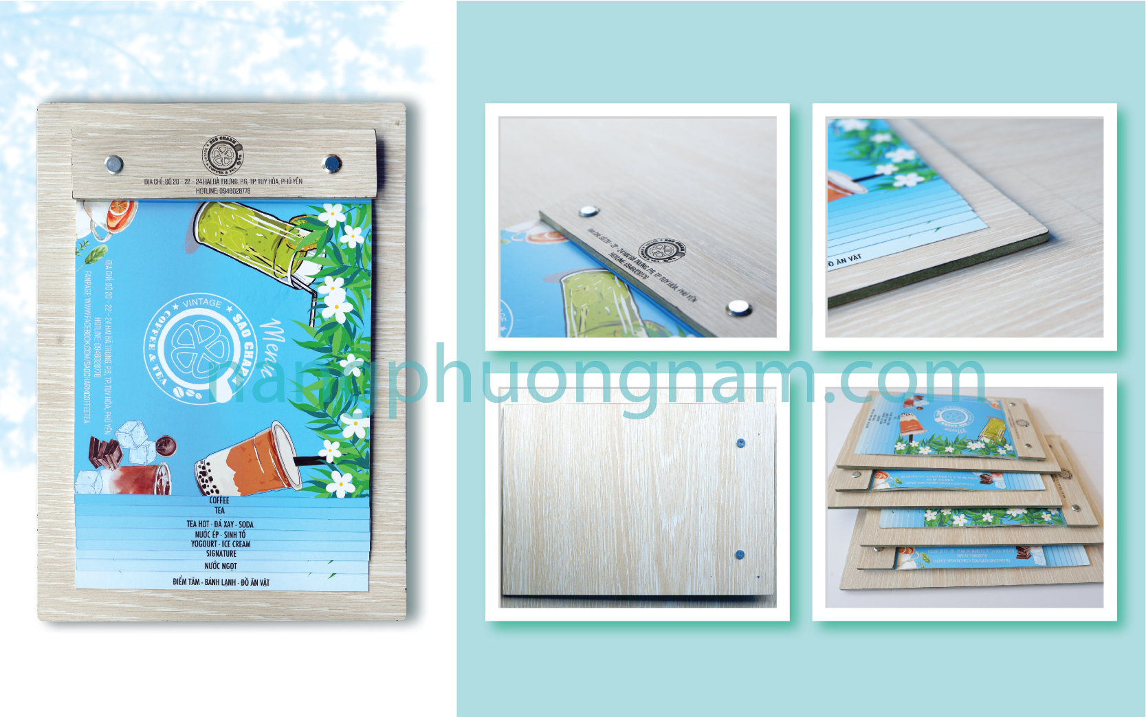 menu trà sữa- menu bìa gỗ menu trà sữa- menu bìa gỗ