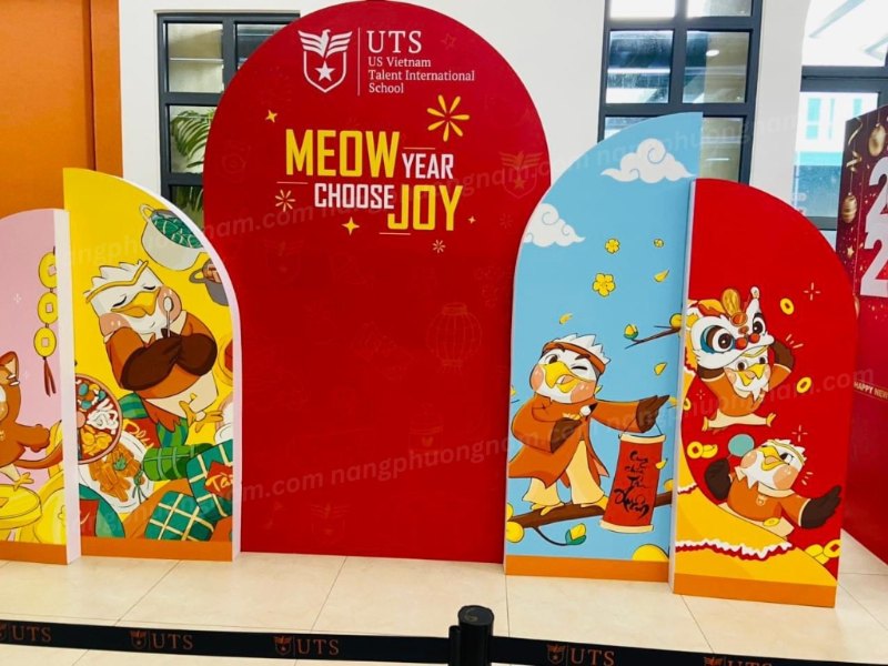 mo-hinh-trang-tri-tet-tai-truong-hoc Backdrop trang trí tết nổi bật