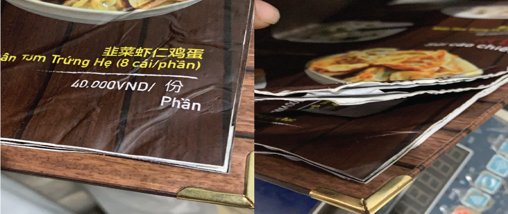 ruột menu làm bằng gỗ bị mưa ướt ruột menu làm bằng gỗ bị mưa ướt