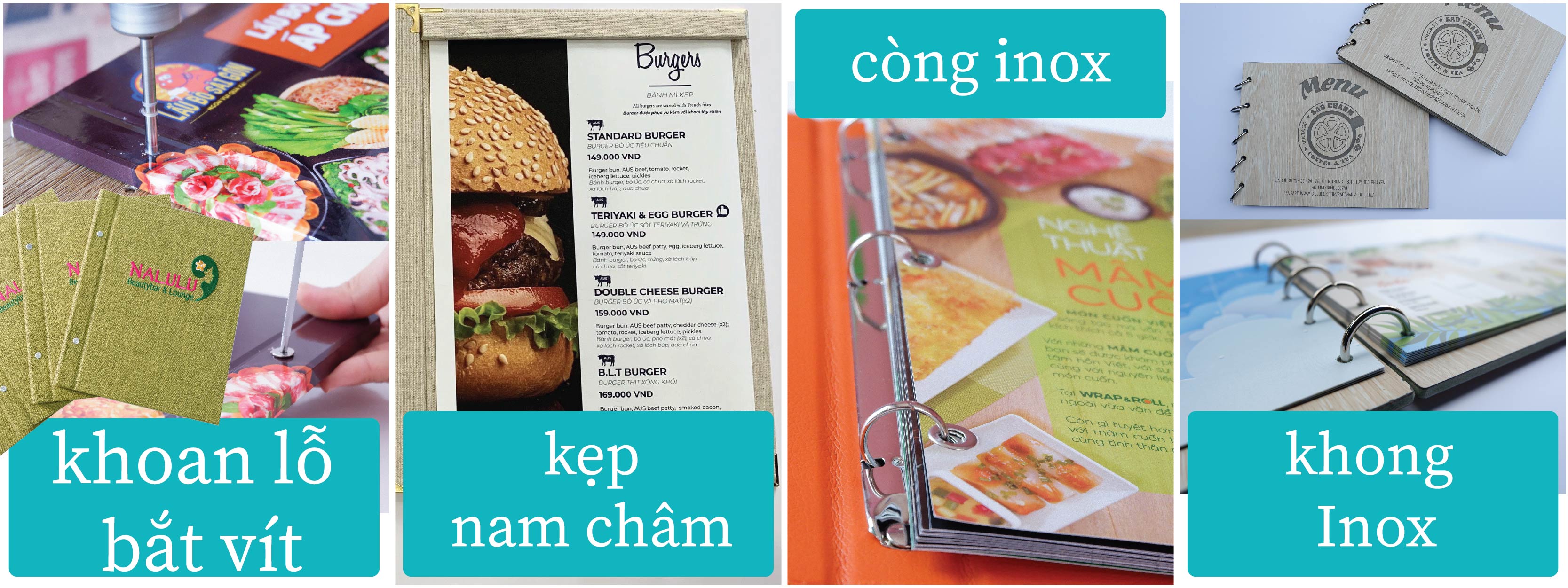 Thành phẩm menu bìa vải Thành phẩm menu bìa vải