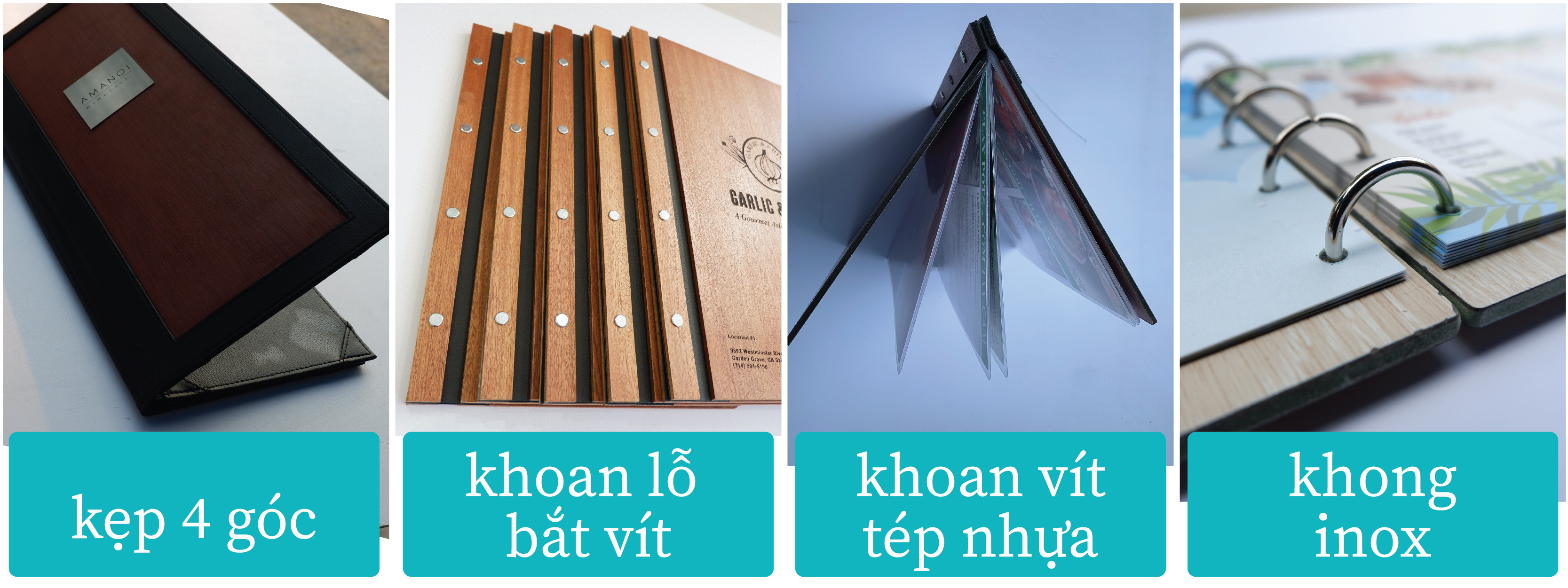 thành phẩm menu bìa gỗ Nắng Phương Nam sản xuất thành phẩm menu bìa gỗ Nắng Phương Nam sản xuất