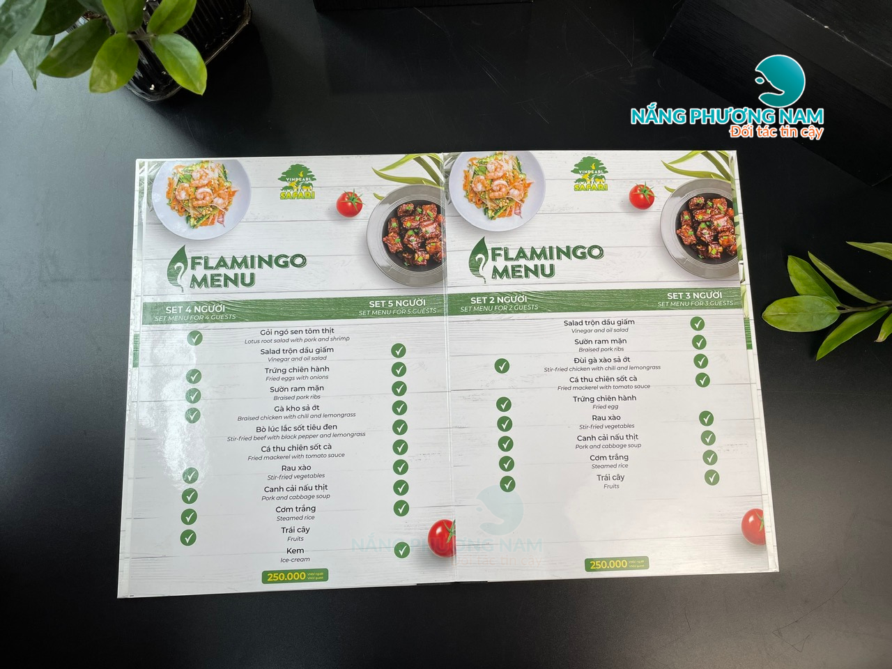 menu nhà hàng đẹp hài hòa