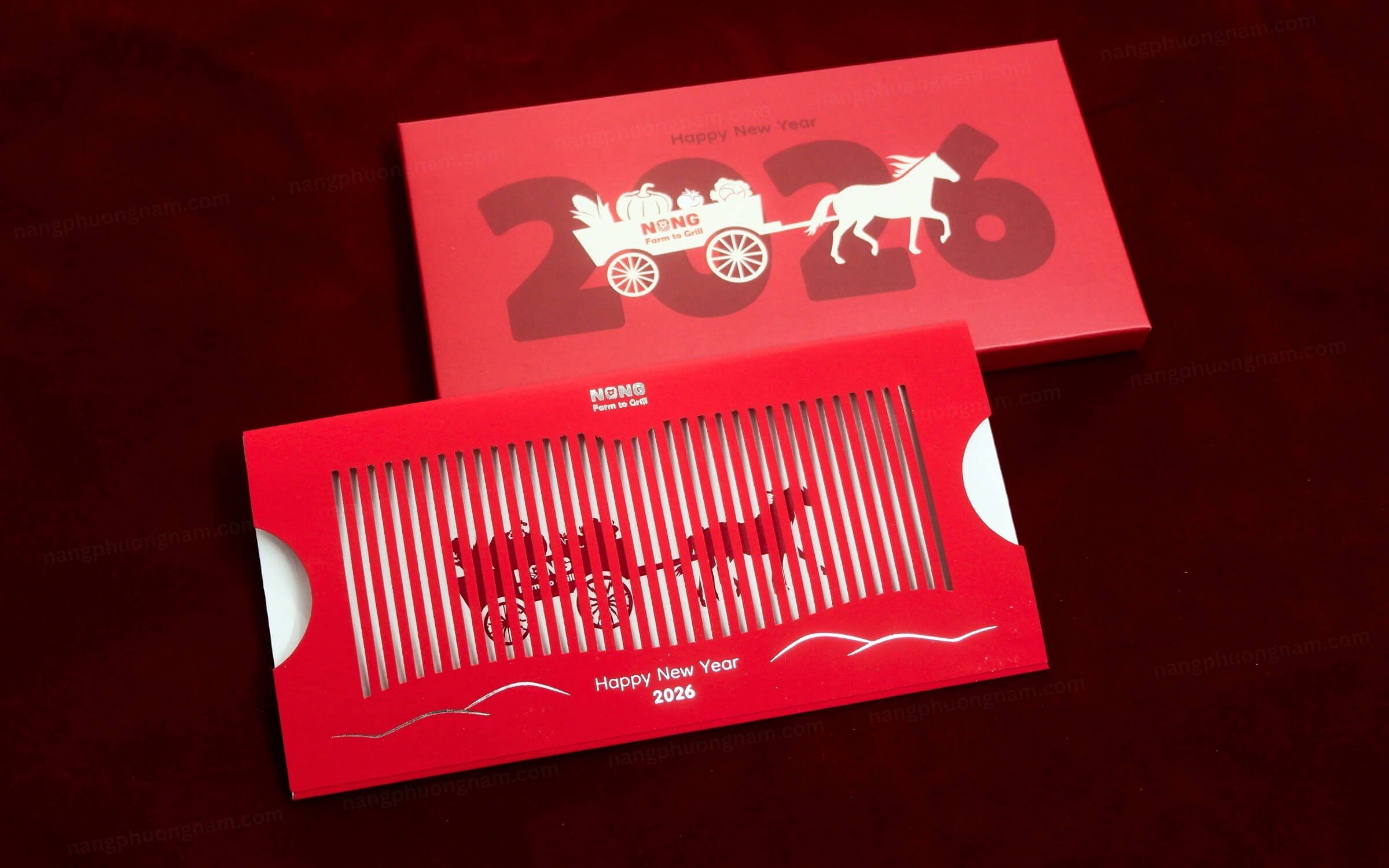 thiet-ke-tao-mau-in-bao-li-xi Bộ bao lì xì thương hiệu nhà hàng Nong - Farm To Grill