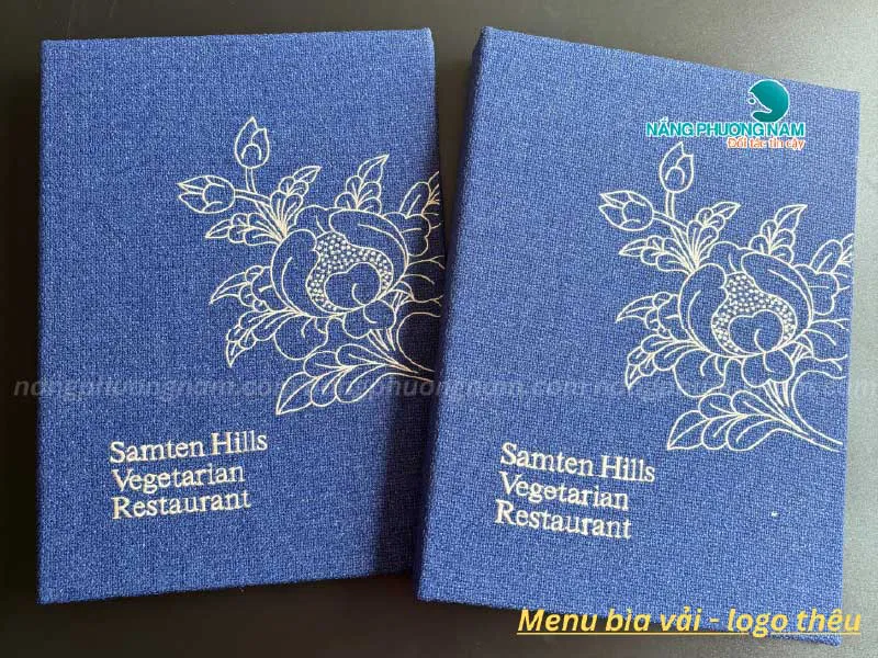 Tổng hợp mẫu bìa menu vải nhà hàng chay Samten Hills.