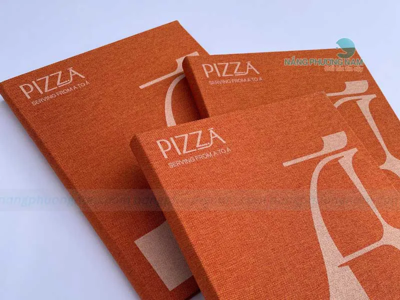 Menu bìa vải Pizza Serving From A To A