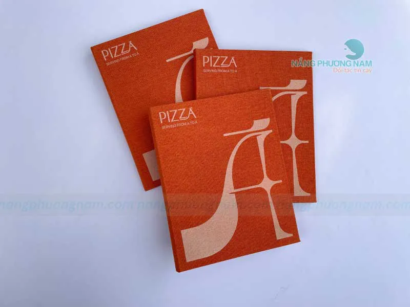 Menu bìa vải Pizza Serving From A To A