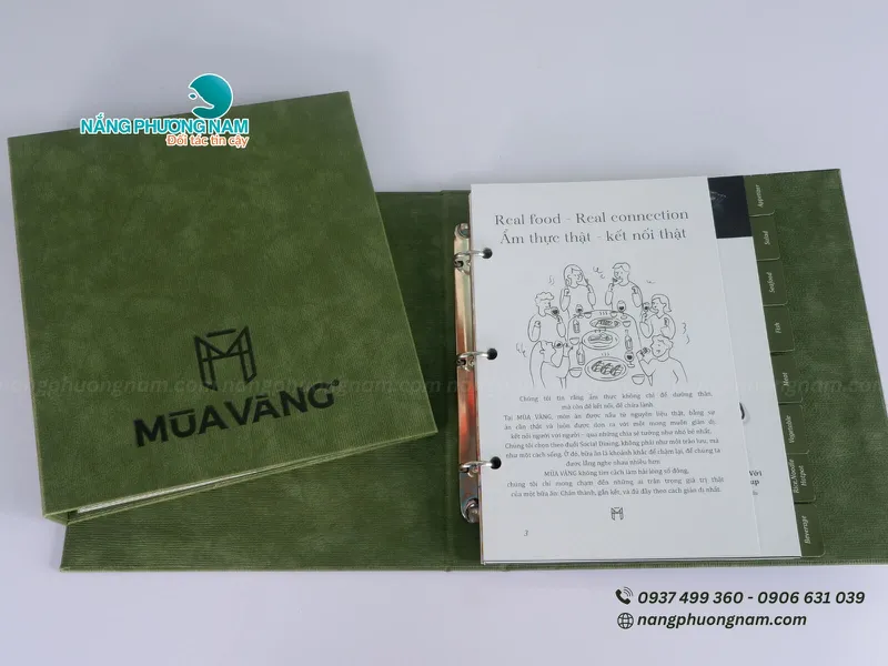 Menu Bìa Da Cao Cấp MÙA VÀNG – Sang Trọng, Bền Đẹp, Khẳng Định Đẳng Cấp Nhà Hàng