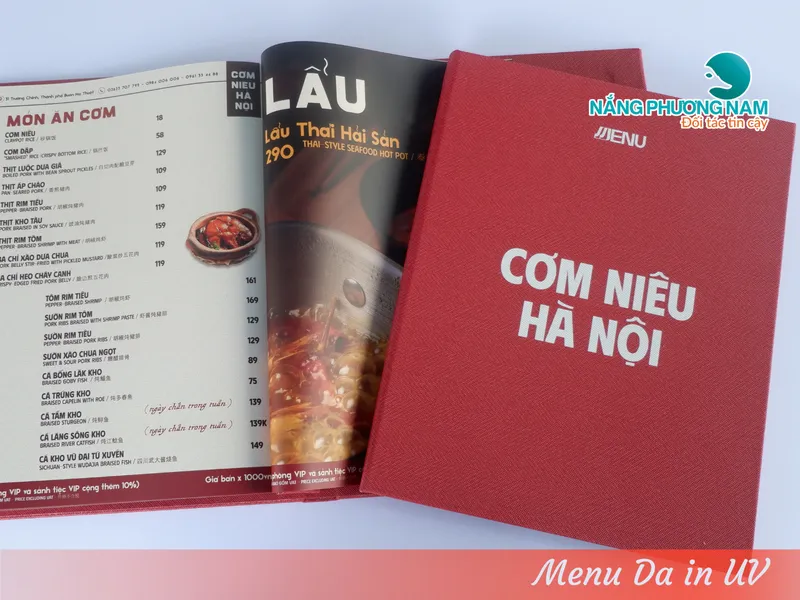 Báo giá in menu da mới nhất dành cho nhà hàng, quán ăn, spa, nail