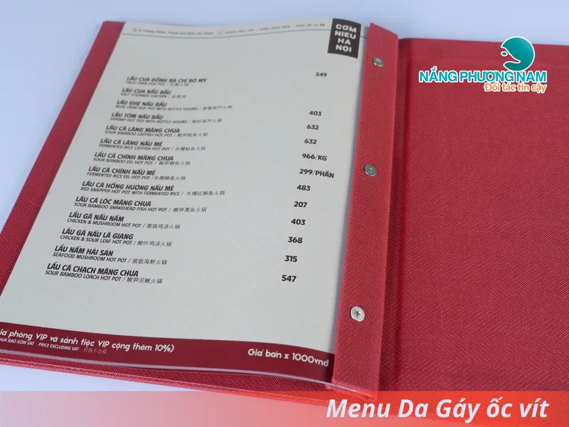 Báo giá in menu da mới nhất dành cho nhà hàng, quán ăn, spa, nail