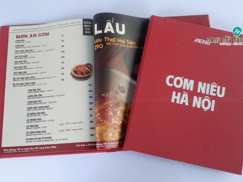 Quyển menu bìa da A4 đẹp, cao cấp, in theo yêu cầu