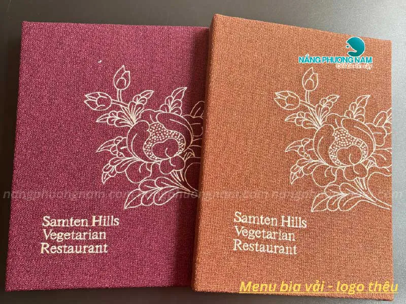 Tổng hợp mẫu bìa menu vải nhà hàng chay Samten Hills.