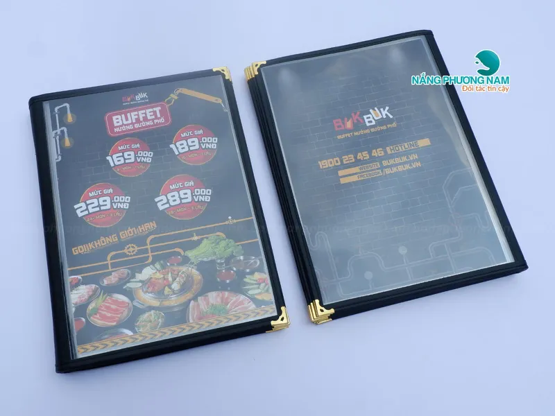 In ấn bìa menu nhựa kiếng trong - Nhà hàng buffet nướng.