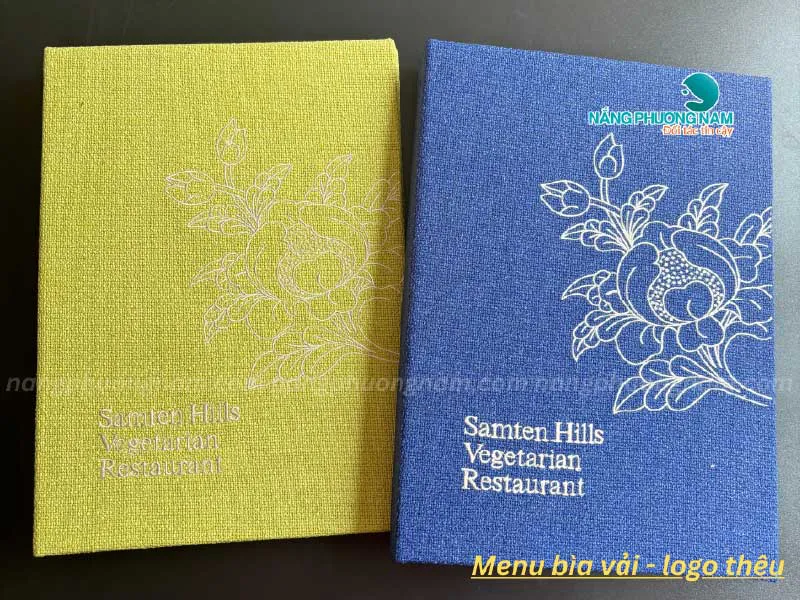 Tổng hợp mẫu bìa menu vải nhà hàng chay Samten Hills.