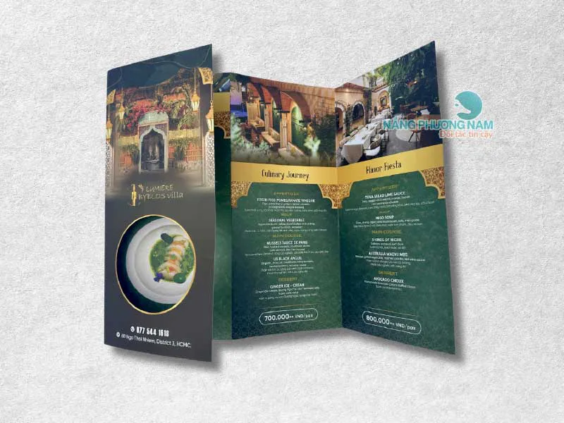 In menu gấp 4 - Menu giấy gấp Lumiere Byblos Villa