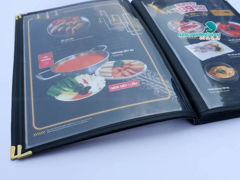 In ấn bìa menu nhựa kiếng trong - Nhà hàng buffet nướng.