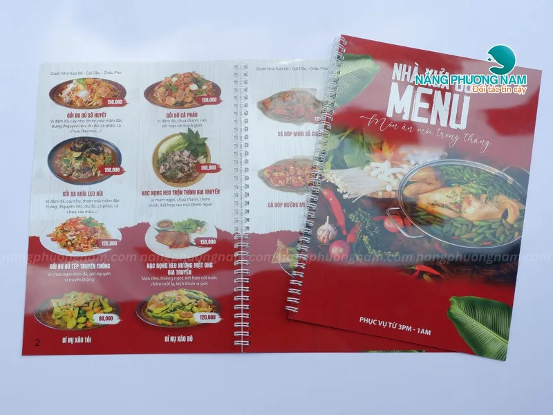 Menu nhựa nhà hàng – Thiết kế lò xo, chống nước, sử dụng lâu dài.