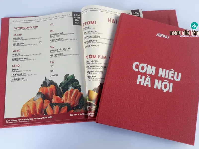 Quyển menu bìa da A4 đẹp, cao cấp, in theo yêu cầu