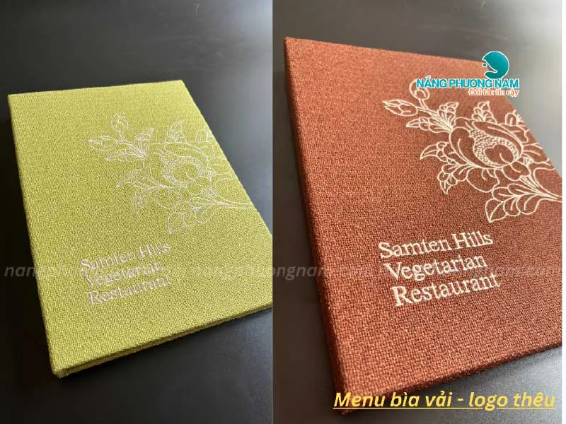 Tổng hợp mẫu bìa menu vải nhà hàng chay Samten Hills.