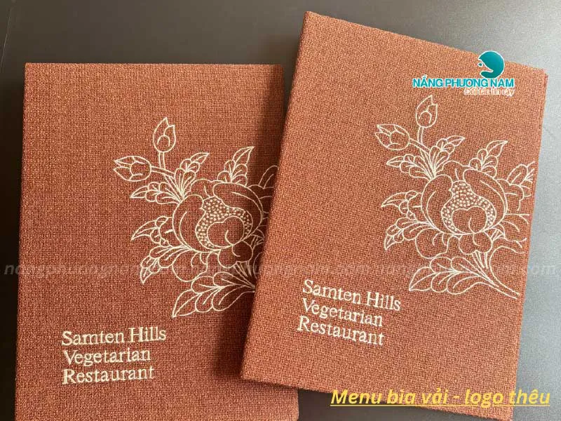 Tổng hợp mẫu bìa menu vải nhà hàng chay Samten Hills.