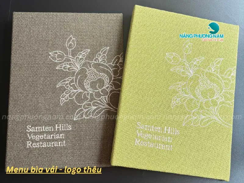 Tổng hợp mẫu bìa menu vải nhà hàng chay Samten Hills.