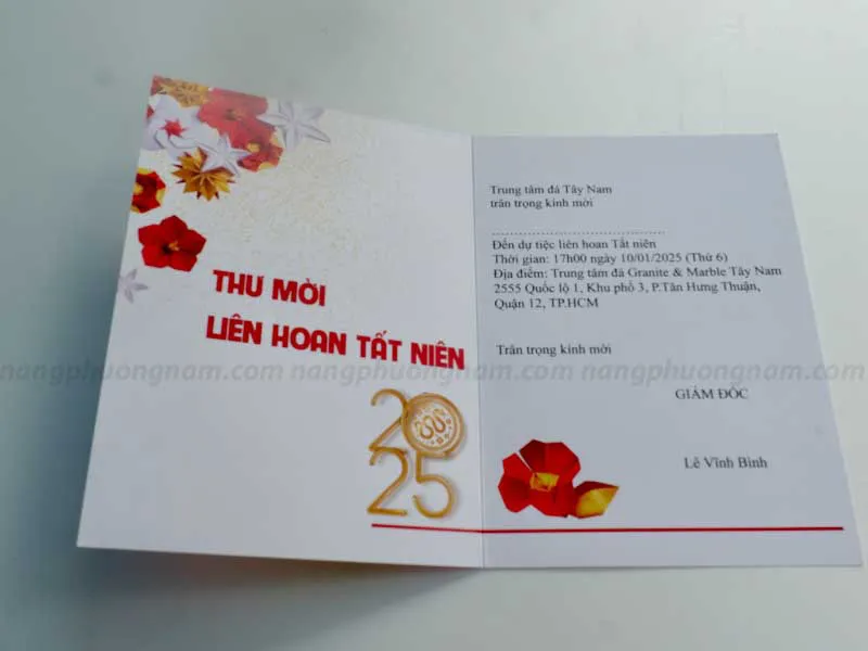 In ấn thư mời tiệc tất niên - Bước khởi đầu gắn kết cho một năm mới thành công.