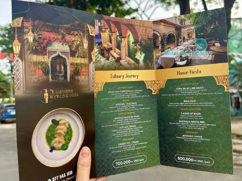 In menu gấp 4 - Menu giấy gấp Lumiere Byblos Villa