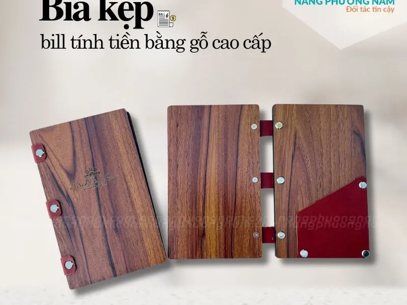 Kẹp bill thanh toán bằng bìa gỗ cao cấp sang trọng từ chất liệu đến thiết kế