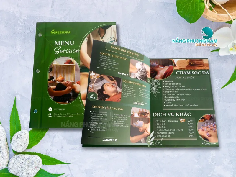 In Menu Dạng Cuốn Cho Ngành Làm Đẹp, Spa, Tiệm Nail – Bền Đẹp, Sang Trọng, Dễ Sử Dụng