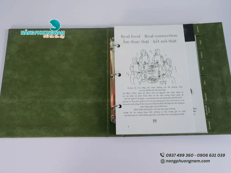 Menu Bìa Da Cao Cấp MÙA VÀNG – Sang Trọng, Bền Đẹp, Khẳng Định Đẳng Cấp Nhà Hàng