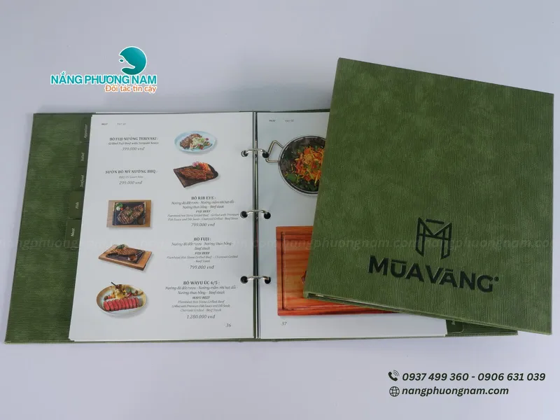 Menu Bìa Da Cao Cấp MÙA VÀNG – Sang Trọng, Bền Đẹp, Khẳng Định Đẳng Cấp Nhà Hàng